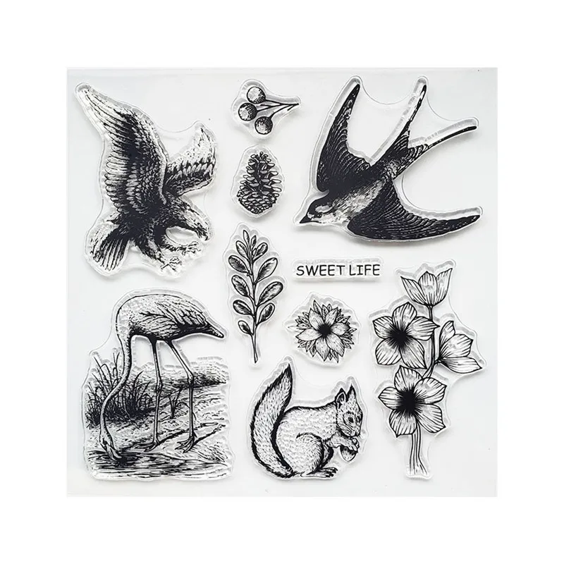 

Swallow Squirrel Silicone Transparent Seal Hand Account DIY Scrapbook Paper Cards Album Crafts Decorative Embossing Rubber Stamp