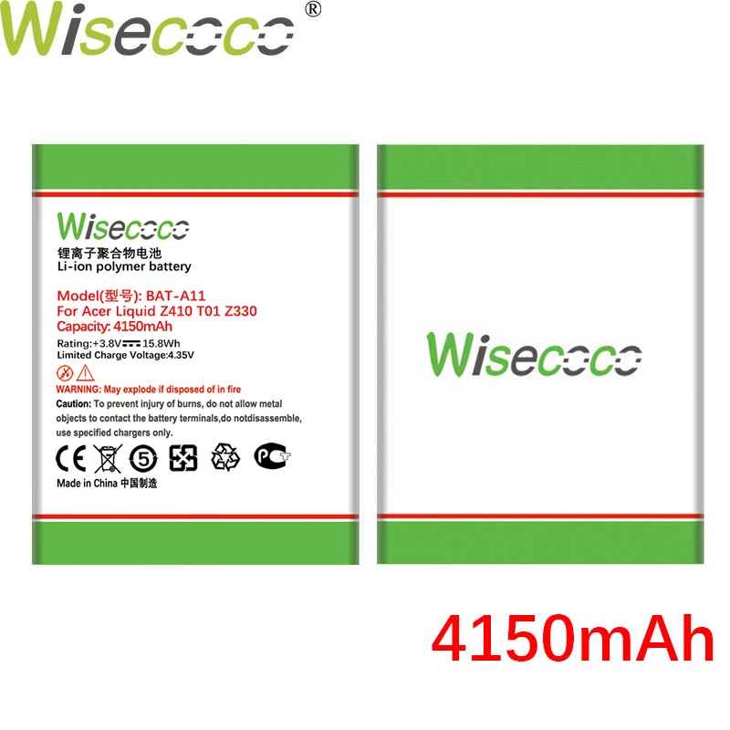 Wisecoco BAT A11 4150 мА/ч Батарея для Acer жидкости Z410 T01 Z330 запасная часть телефона +