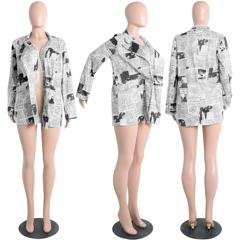 Пикантные женские куртки-бомберы с буквенным принтом для старых газет кардиган