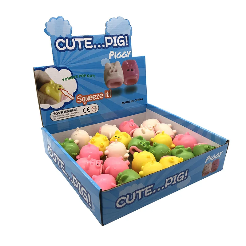 

5PcsCartoon Soft Pig Small Colorful Vent Ball Sticky Toy Stress