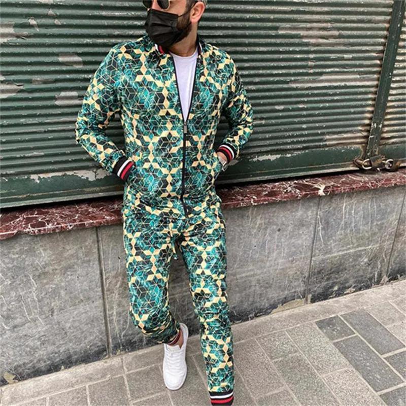 

Мужской спортивный костюм из куртки на молнии и брюк, большого размера