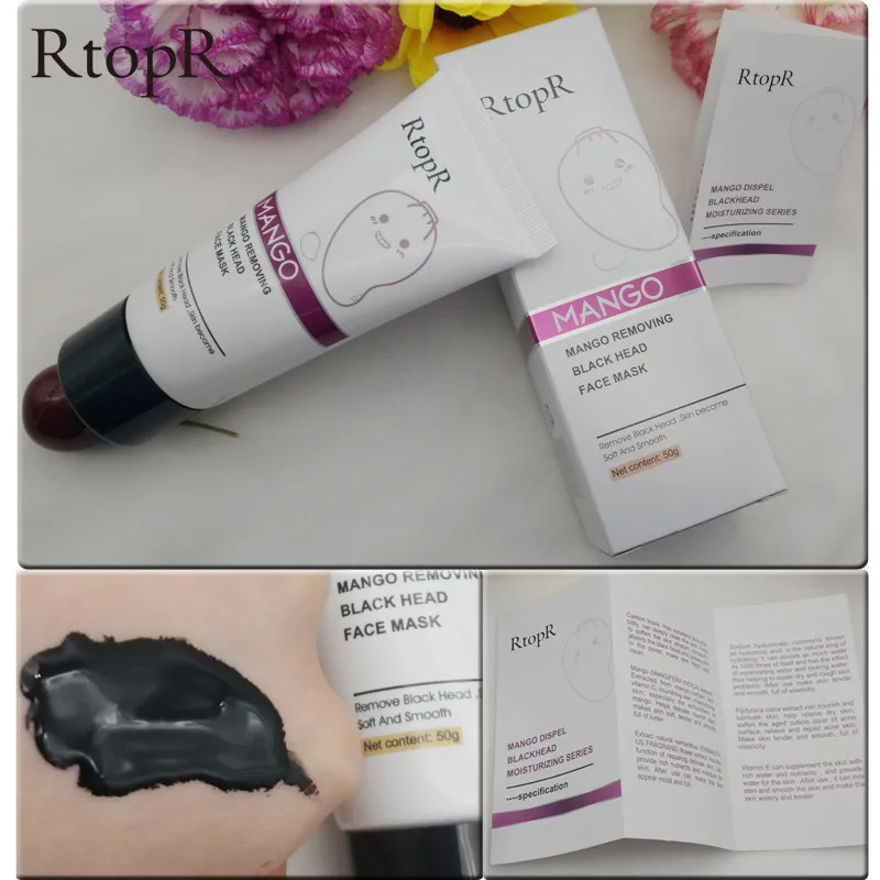

RtopR Mango Blackhead Remover Nose Mask Acne Treatment Oil Control Shrink Pores Deep Cleansing Black Face Mask T Zone Skin Care