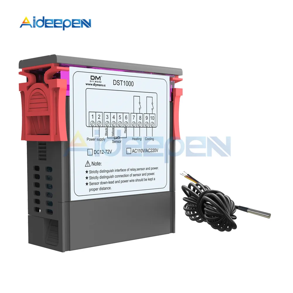 DST1000 STC-1000 12 В 24 в 110 В 220 В светодиодный цифровой регулятор температуры инкубатор терморегулятор Термостат с нагревателем охладитель