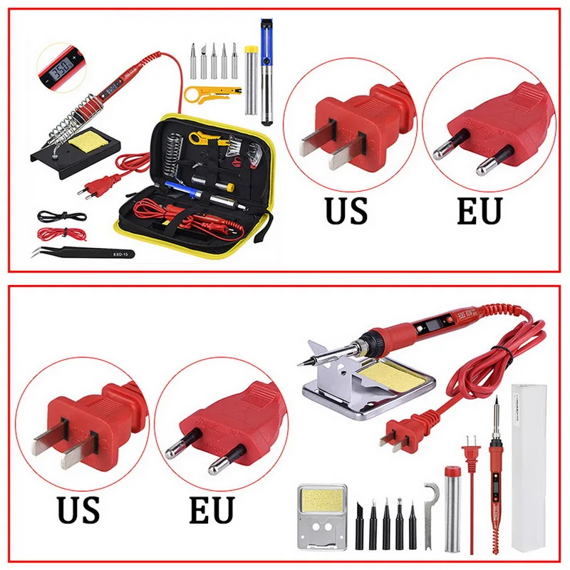 New Soldering Iron Kit Adjustable Temperature 220V 80W LCD Solder Welding Tools Ceramic Heater Tips Desoldering Pump | Инструменты