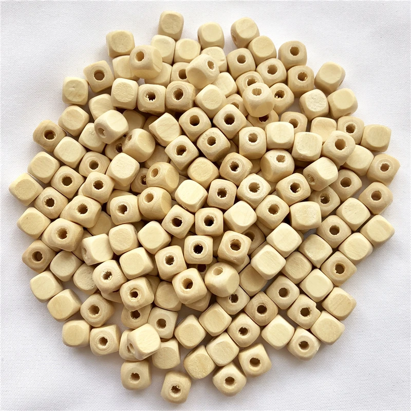 DIY деревянные бусины незавершенный квадратный куб натуральные без свинца