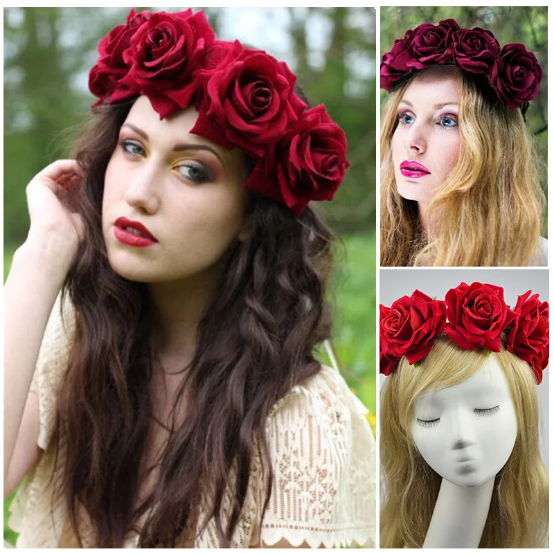 Повязка на голову женская регулируемая модный обруч с цветами невесты в богемном