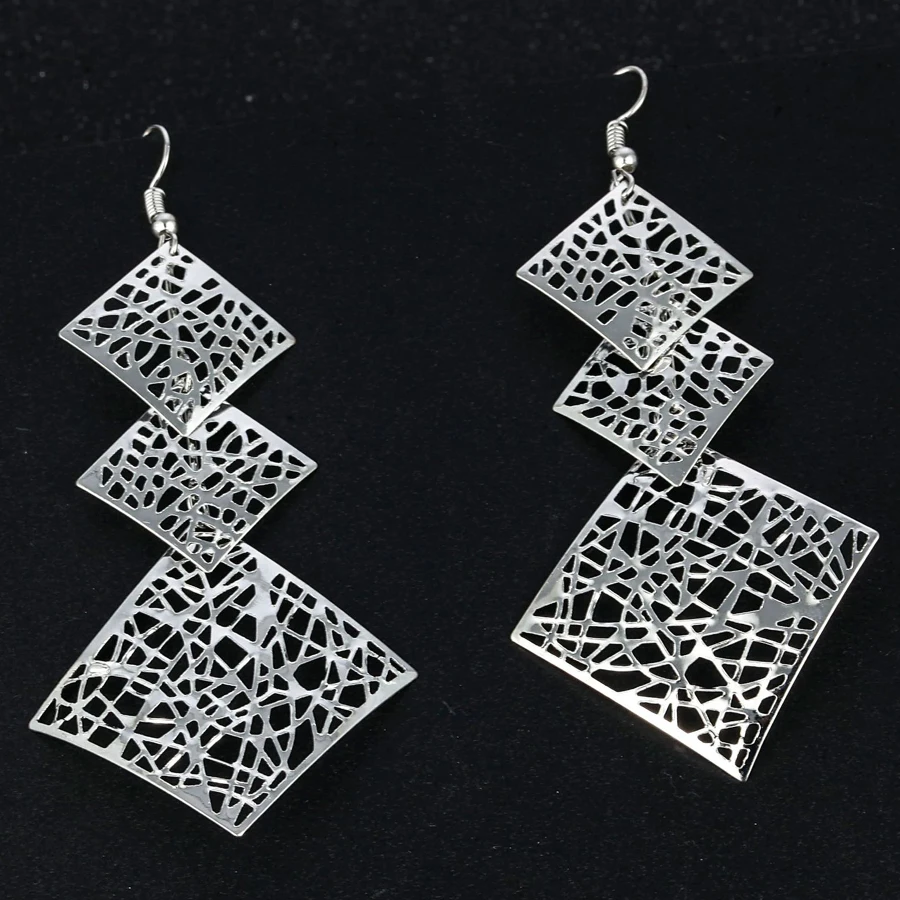 Богемные квадратные Висячие длинные серьги для женщин аксессуары красивые