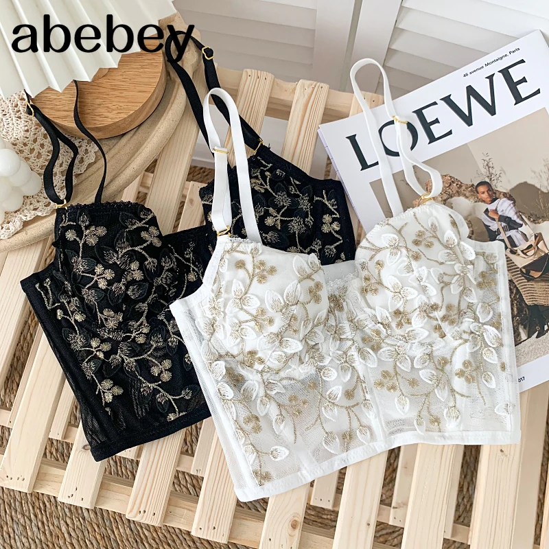

2021 New Summer Women Sexy All-match sleeveless Cami Vest embroidery lace flower Cami Vest Bottoming Top