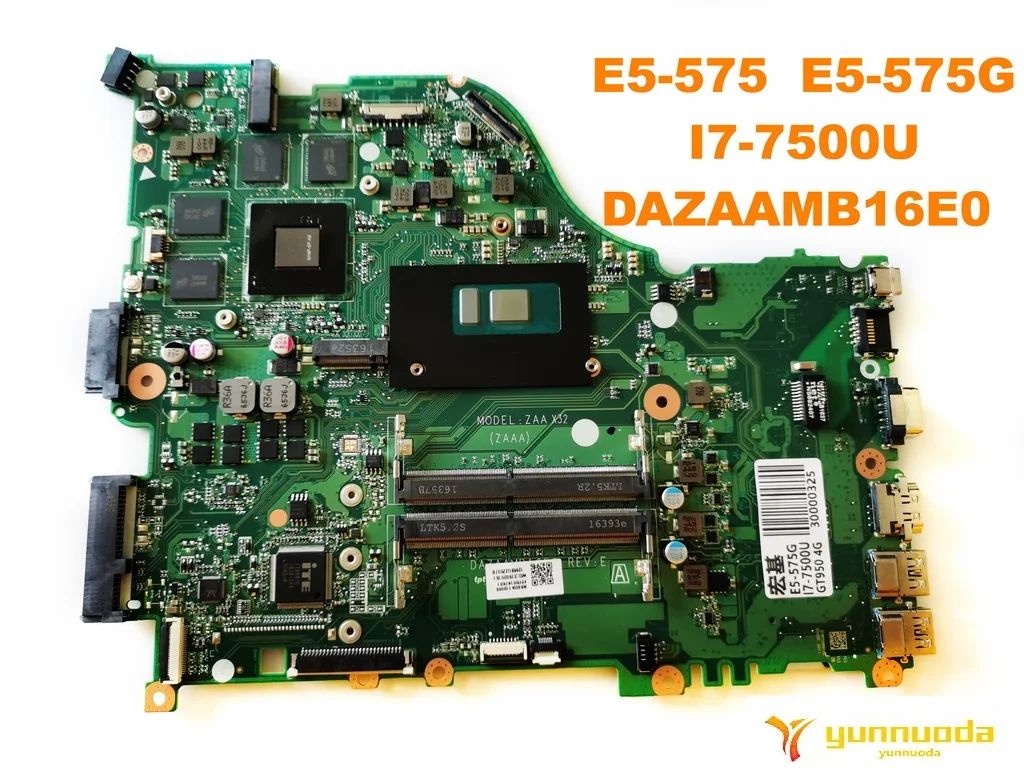 Оригинальный Для ACER E5 575 575G Материнская плата ноутбука I7 7500U DAZAAMB16E0 испытанное