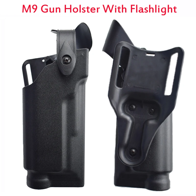 

High Quality With Flashlight Belt Holster Army Airsoft Pistol Gun Accessories Right Hand Gun Holster For Beretta M9 92 96 92