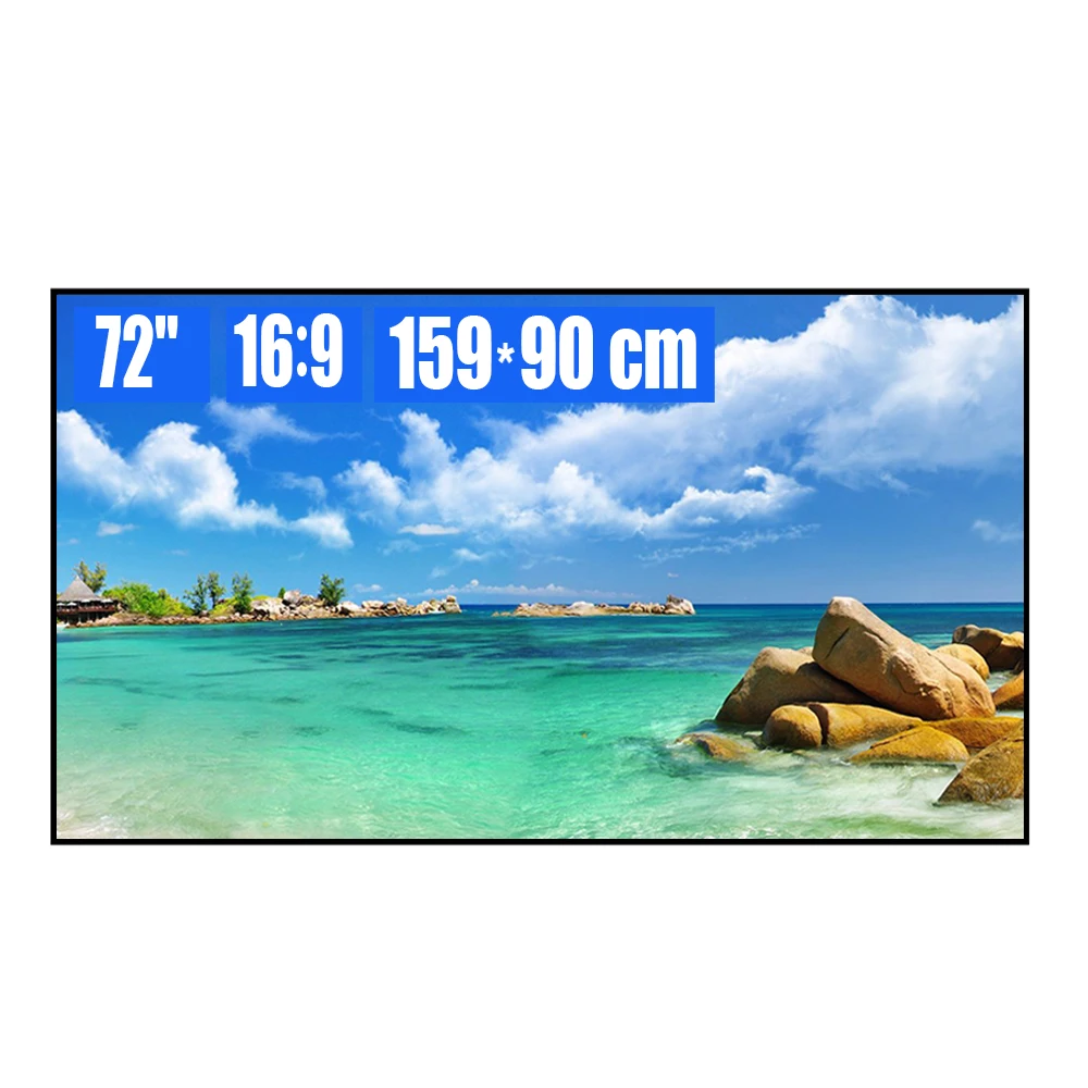 

72 inch 16:9 White Soft Ultra-Narrow Fixed Frame Projection Screen 4K/8K HD 3D Movie Projector Screen for Home Theater