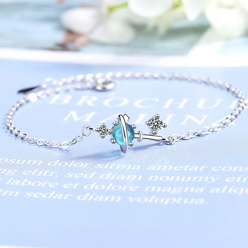 Браслет подвеска Dream Blue Crystal Universe Planet Star серебристый циркониевый браслет с