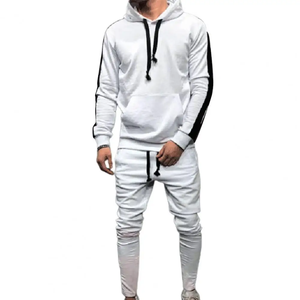 

2 Pcs/Set Men Tracksuit Sports Pencil Pants Young Pants Suit Playsuits Men Solid Male Tracksuit Set Men's Clothing 2 Pieces Sets