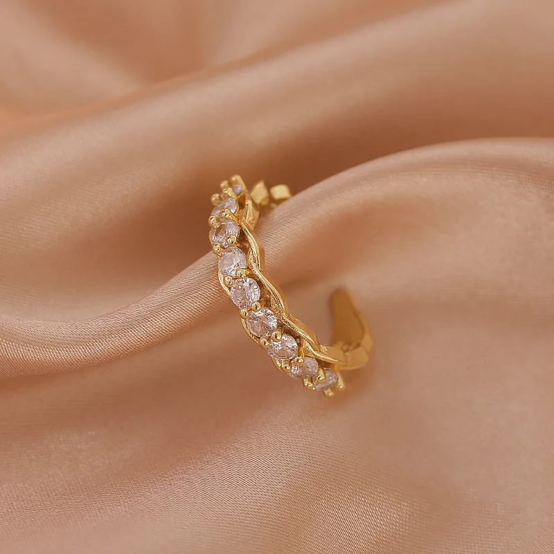 

Golden Flower Zircon Fashion Light Luxury Personality Cold Wind Ring Net Red Open Ring