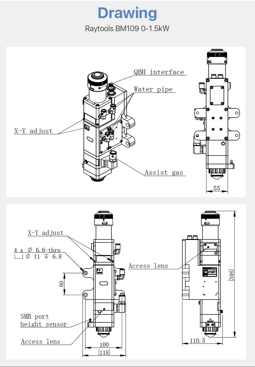 Raytools BM109 0-1.5kW автоматическая фокусировка волоконная Лазерная режущая головка для резки металла
