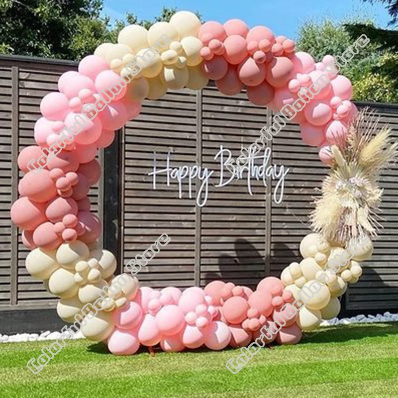

Wedding Birthday Party Decor Sandy White Maca Retro Pink Latex Balloon Garland Arch Holiday Event Backgound Baby Shower Decor