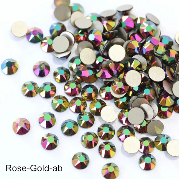 Rose-Gold-ab 1440 шт Новые популярные цвета 8 больших+ 8 маленьких 16 граней горный хрусталь Кристалл Flatback не горячей фиксации украшение для ногтей горный хрусталь B3638 - Цвет: Rose-Gold-ab