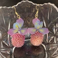 real flower earrings female forest department retro super immortal sweet flower plant dried flower ear hook earrings