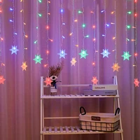 festoon christmas snowflakes led string flashing lights curtain light waterproof holiday party connectable wave fairy light