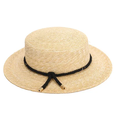 

2021 new summer outdoor sunscreen flat-brimmed hat straw hat retro elegant banana sunshade hat