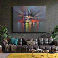 morden abstract landscape oil painting nordic canvas poster wall art hand paint colorful oil painting for livingroom home decor