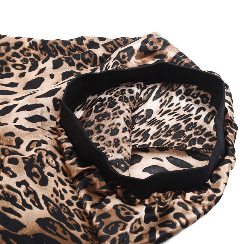 Шапка женская Длинная атласная с широкой резинкой и леопардовым принтом |
