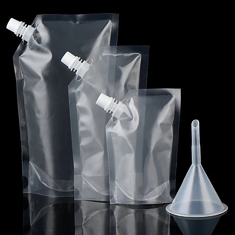 

10psc Transparent Plastic Spout Pouch Reusable Durable Plastic Bottle Pouch For Liquid Drink Pouch Sealed Packaging Bag