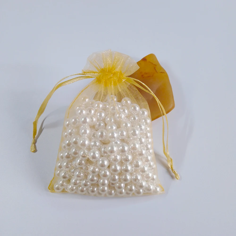 Golden 500 шт. мешочек для ювелирных изделий на шнурке, 5x7 7x9 9x12 10x15 см, сумки из органзы, Свадебная Упаковка, подарочный пакет, вечерние сумки для украшений - Цвет: Golden