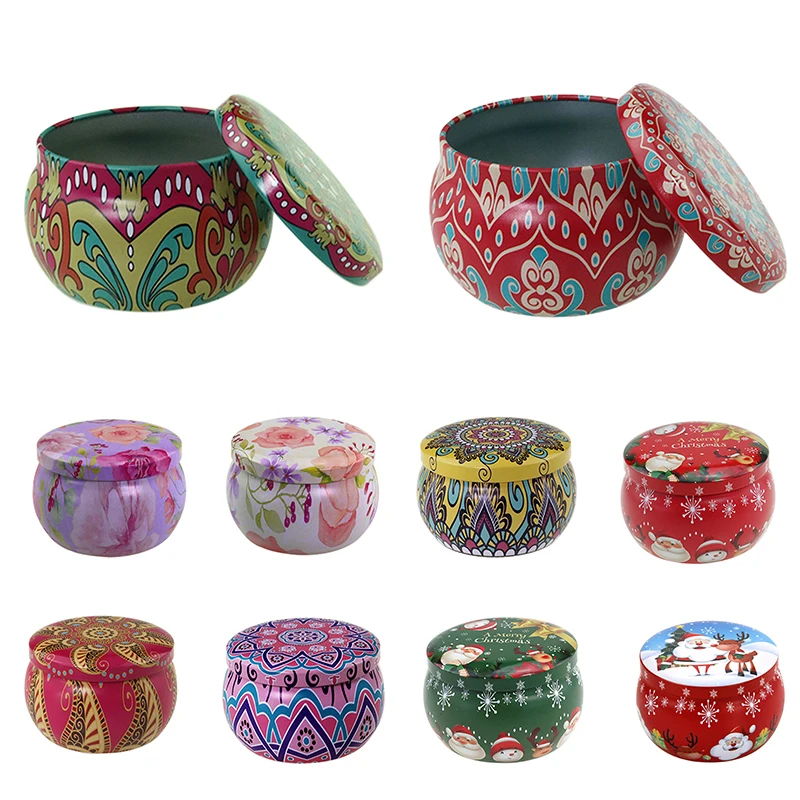 

Aromatherapy Christmas Metal Tin Jars Coffee Tea Spice Candy Jewelry Storage Case Candle Making Containers Box Multifunctional