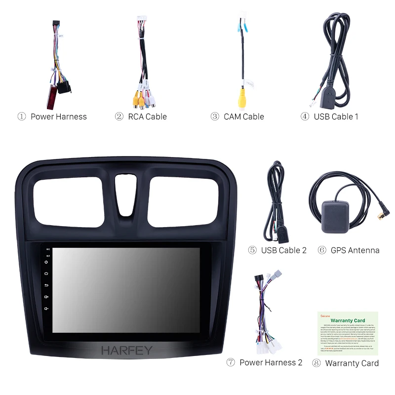 Harfey 9 дюймов Android 8 1 телефон для 2012 2017 Renault Sandero авто стерео Поддержка Carplay DVR