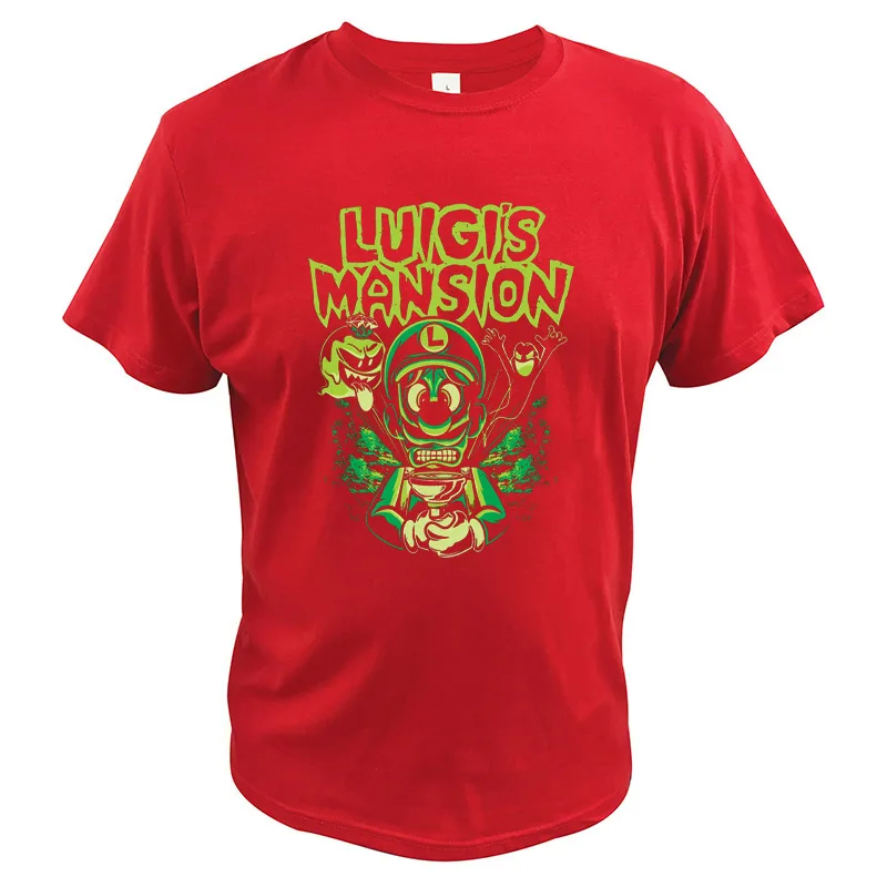 Красный Luigi's Mansion 3 футболка футболки для видеоигр Мэрилин Мэнсон Луиджи цифровая печать хлопок дышащие топы высокого качества - Цвет: Красный