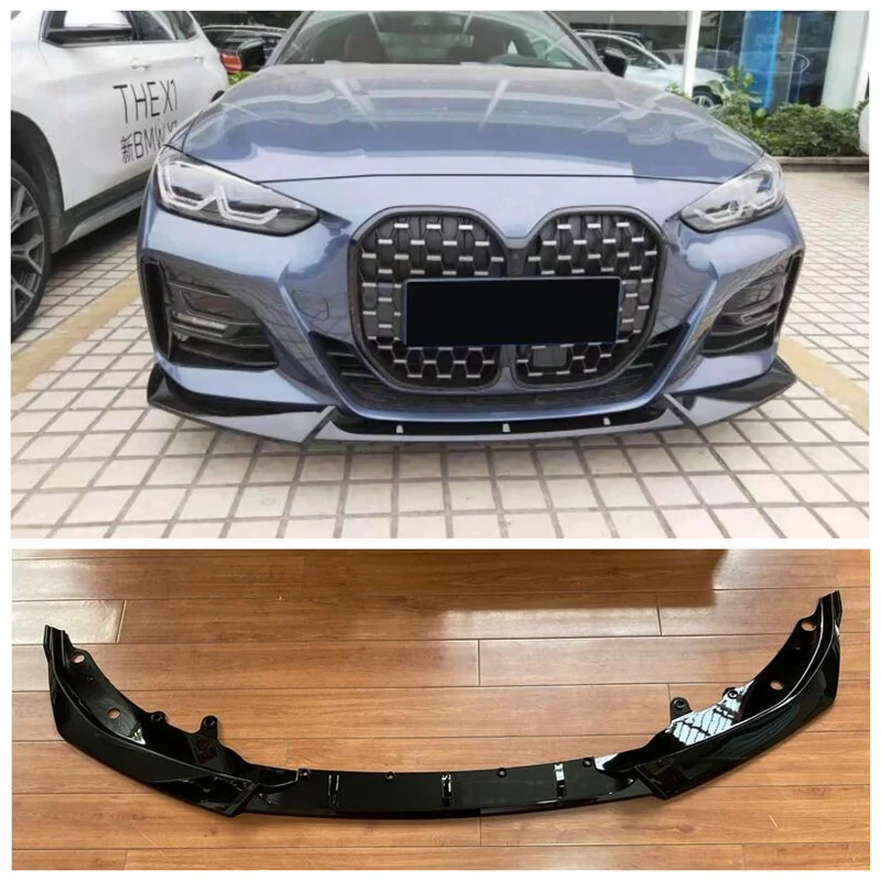 

For BMW 4 Series G22 G23 2018-2022 NEW High Quality ABS Black & Carbon Fiber Bumper Front Lip+Spoilers + Side Skirt Cover