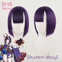 %e3%80%90anihut%e3%80%91shuten douji cosplay wig fate grand order fgo wig synthetic purple hair shuten douji
