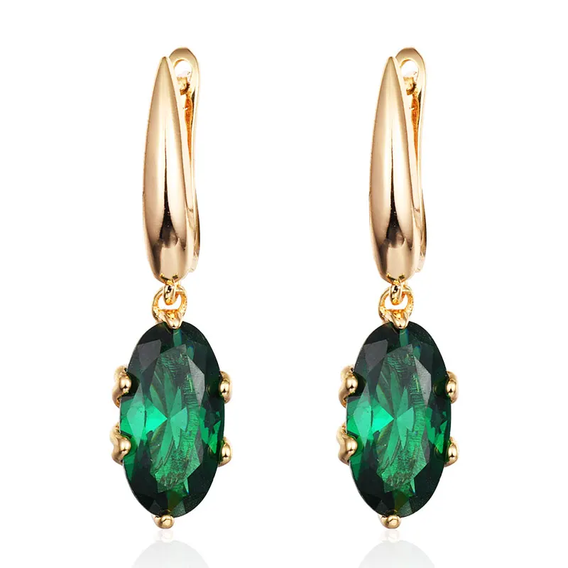 green gold MAIKALE, трендовые серьги-гвоздики для женщин, винтажная Капля воды, небесно-голубые серьги для свадебной вечеринки, кубический цирконий, Золотое ювелирное изделие для девочек - Окраска металла: green gold