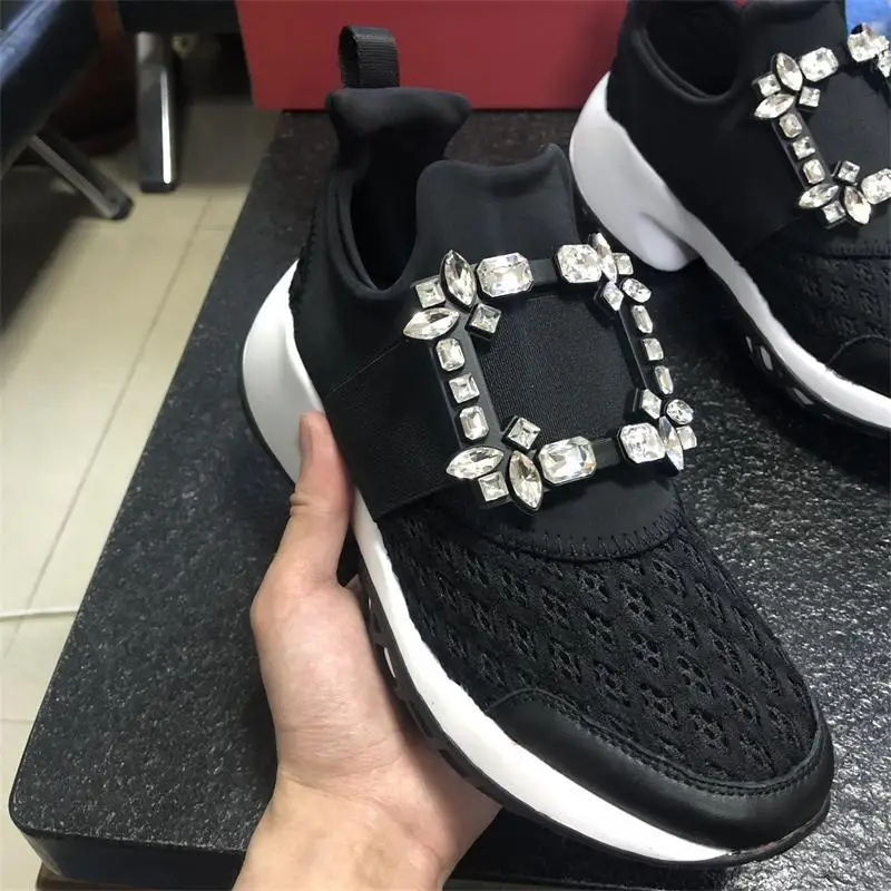 Кроссовки женские со стразами повседневная обувь для бега толстая подошва