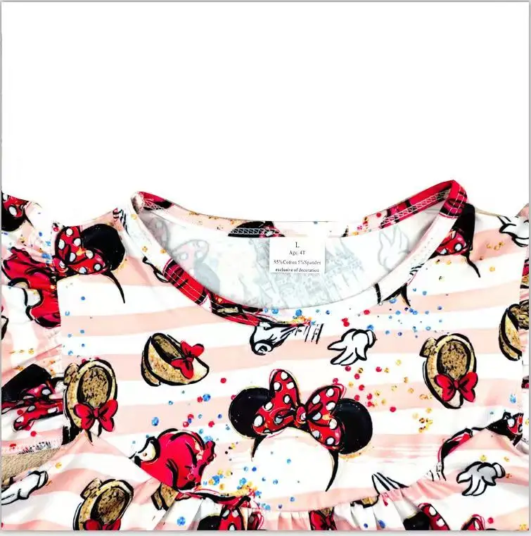 Baby Girls Boutique Dress Cartoon Castle And Mickey Bow Pattern Toddlers V-day Party Clothes | Детская одежда и обувь