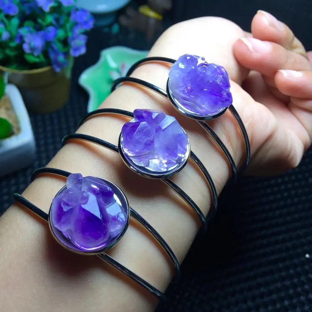 Natural purple crystal cluster bracelet stone inlay ornaments | Украшения и аксессуары