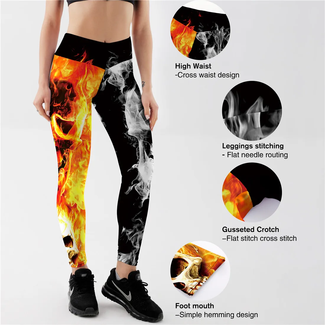 Новинка 2018 летние женские леггинсы с принтом черепа модная уличная одежда |