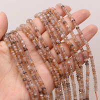 natural color rutilated quartz faceted beaded round shape beads for jewelry making diy necklace bracelet accessries 3x4mm
