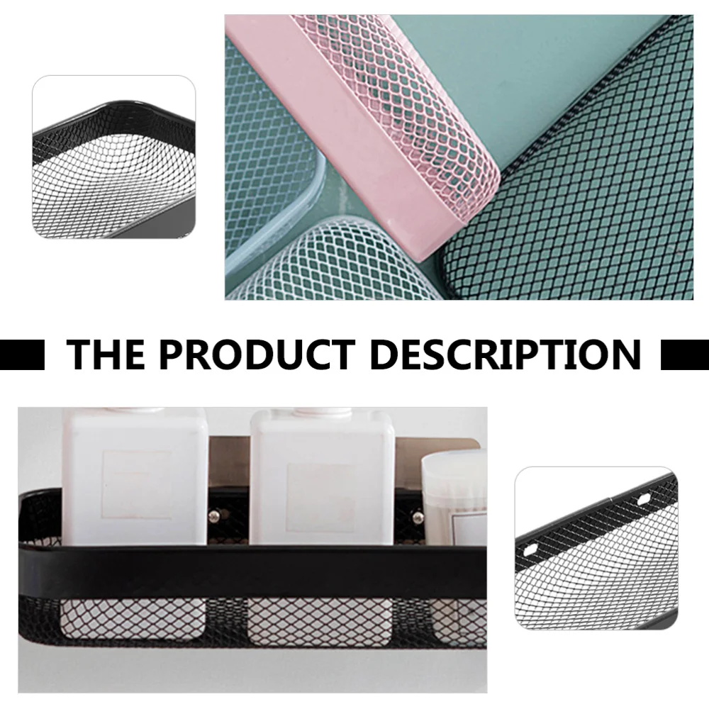 

1pc Punch-free Wall Mount Bathroom Storage Rack Shower Basket Kitchen Organizer
