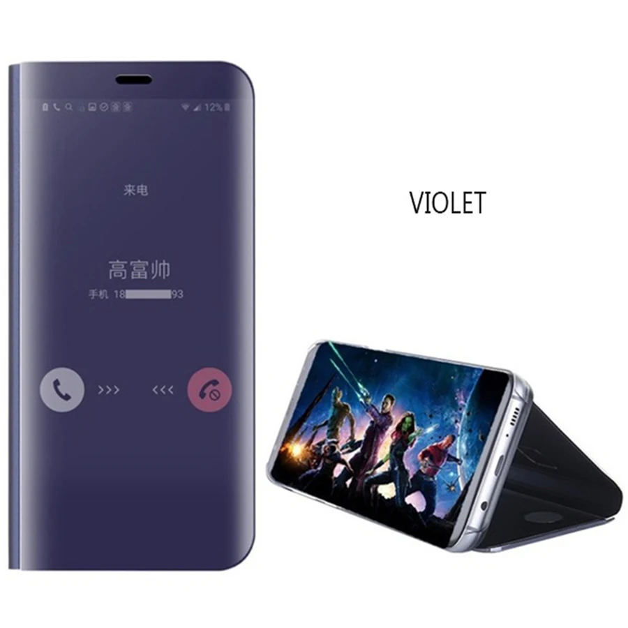 Purple Роскошный прозрачный зеркальный умный чехол для iphone 11 Pro XR XS MAX X 8 7 6 6s кожаный флип-чехол для телефона для iphone X 7 8 - Цвет: Purple