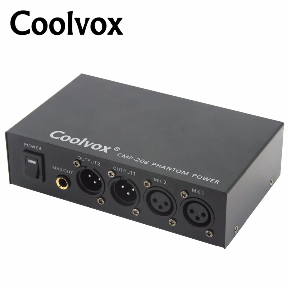Coolvox профессиональный DC 48v двойной смешанный внешний фантомный источник питания для конденсаторных микрофонов оборудование для записи музыки 100 V-250 V