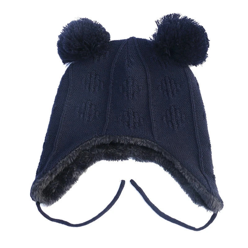 

Autumn Winter Cute Hair Ball Baby Hat Toddler Infant Ear Protection Knitted Cap for Children Newborn Beanie Photography Props