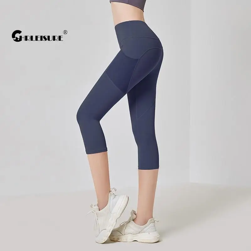 

CHRLEISURE Mesh Sport Leggings Side Pockets High Wasit Push Up Seamless Yoga Women's Pants Breathable Quick Dry Gym Sportswear