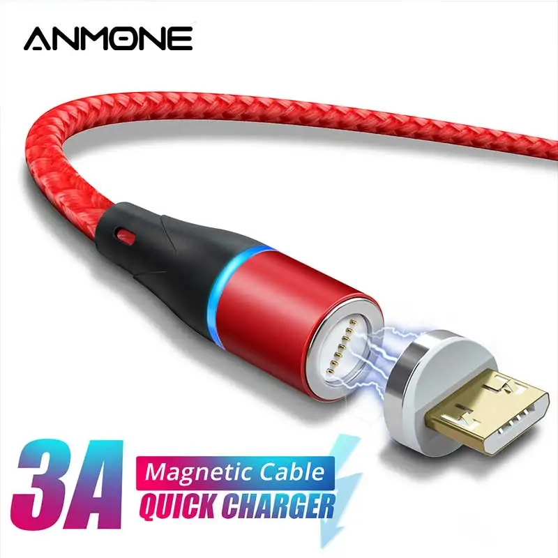 Магнитный кабель ANMONE 3A USB Type-C быстрая зарядка для i-phone микро-кабели магнитный шнур