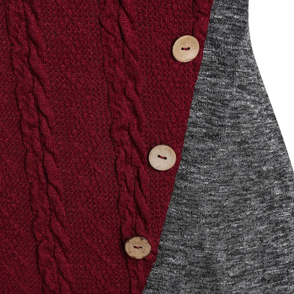 Pull femme nouveaute размера плюс свитер женский с o-образным вырезом и длинным рукавом сплошной Боттон пестрый ассиметричный свитер Джерси mujer