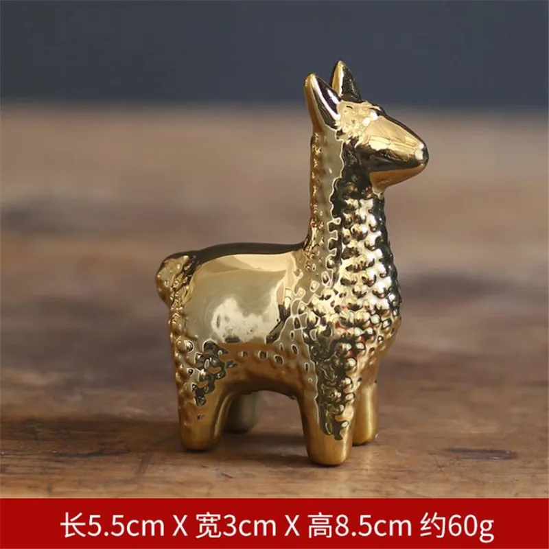 

Alpaca Gold Plating Animal Figurine Abstract Geometric Style Ceramic Fashion Sculpture Home Office Room Desktop Decoration Gift