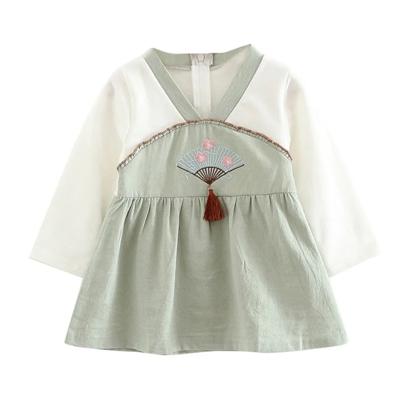 ✿BB-Baby Girl Sundress Summer Casual Baby Girls Floral Embroidery Long Sleeve Dress Kids Toddler Pageant | Детская одежда и