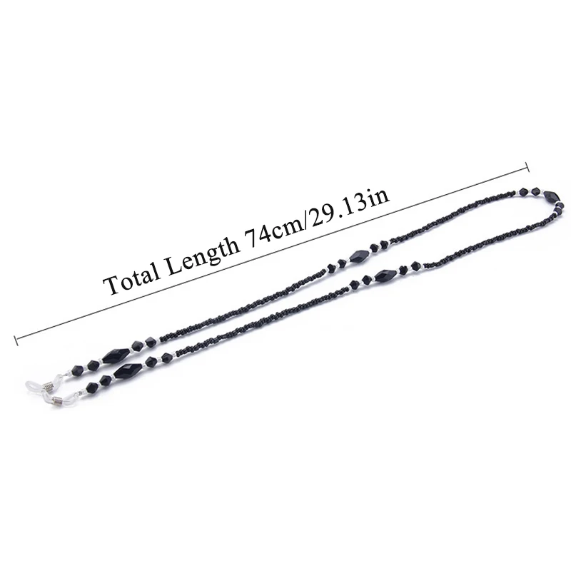 Цепочка для очков Женская Нескользящая шнур с черными акриловыми бусинами