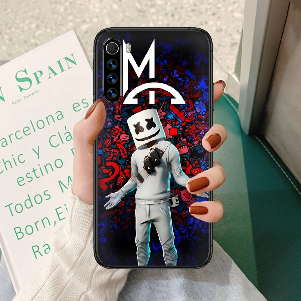 

DJ Marshmello Phone case For Xiaomi Redmi Note 7 8 8T 9 9S 4X 7 7A 9A K30 Pro Ultra black funda silicone bumper tpu cell cover